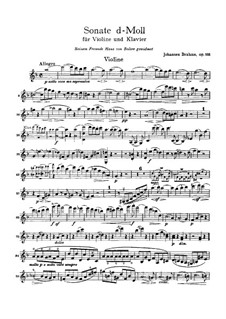 Sonata for Violin and Piano No.3 in D Minor, Op.108: Solo part by Johannes Brahms