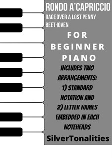 Die Wut über den verlorenen Groschen (The Rage Over the Lost Penny), Op.129: For beginner Piano Sheet Music Combo by Ludwig van Beethoven