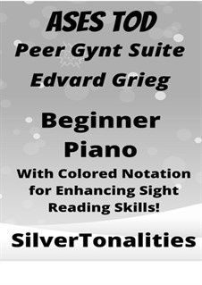 Suite No.1. Aase's Death, Op.46 No.2: For beginner Piano Sheet Music with Colored Notation by Edvard Grieg