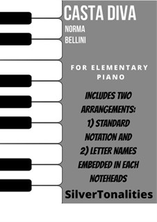 Casta diva, che inargenti: For elementary Piano Sheet Music Combo by Vincenzo Bellini