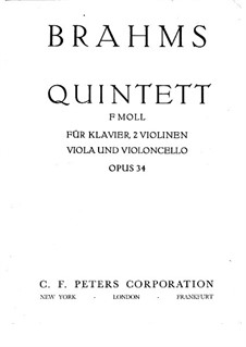 Piano Quintet in F Minor, Op.34: Full score, Parts by Johannes Brahms