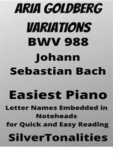 Goldberg Variations, BWV 988: Aria, for easiest piano by Johann Sebastian Bach