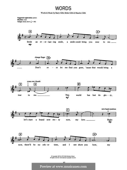 Words (The Bee Gees): For keyboard by Barry Gibb, Maurice Gibb, Robin Gibb