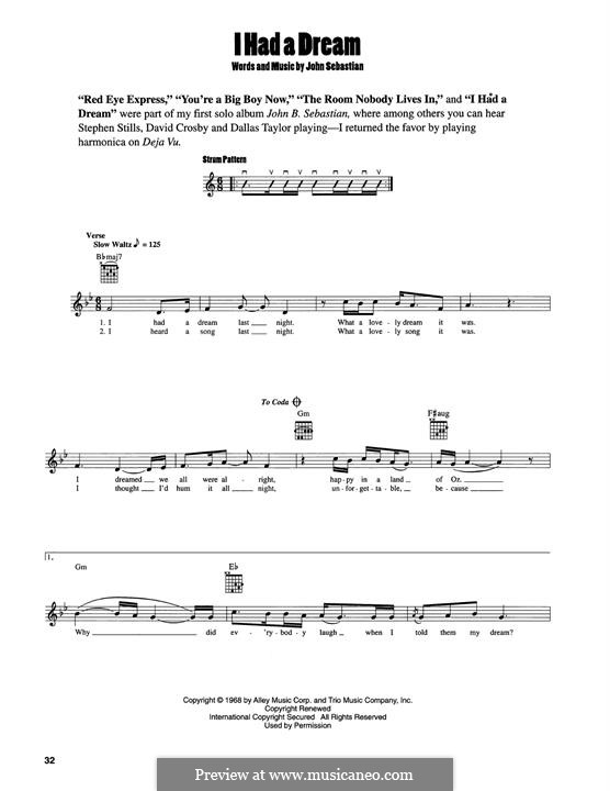I Had a Dream (Joss Stone): For guitar by John B. Sebastian
