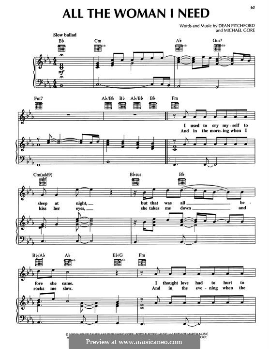 All The Man That I Need (All The Woman I Need) Whitney Houston: For voice and piano (or guitar) by Brandon Flowers, Dave Keuning, Mark Stoermer, Ronnie Vannucci