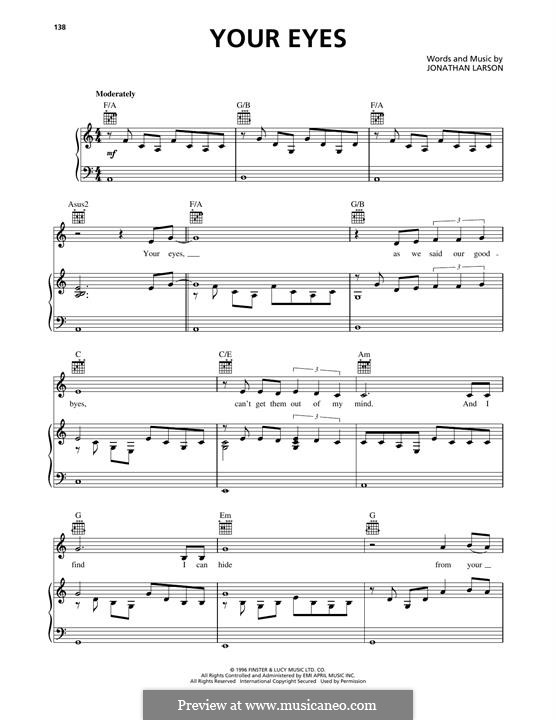 Your Eyes: For voice and piano (or guitar) by Jonathan Larson
