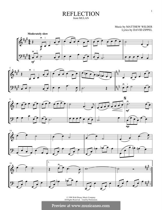 Reflection (from Disney's Mulan): For violin and cello by Matthew Wilder