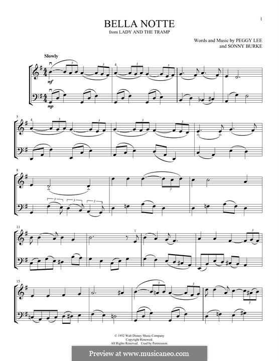 Bella Notte (This is the Night): For violin and cello by Peggy Lee, Sonny Burke