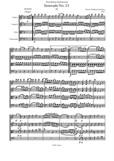 Rondo: For string quartet by Wolfgang Amadeus Mozart