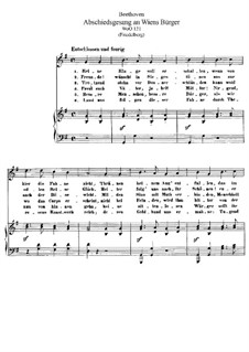 Abschiedsgesang an Wiens Bürger (Farewell Song to the Citizens of Vienna), WoO 121: Piano score with vocal part by Ludwig van Beethoven