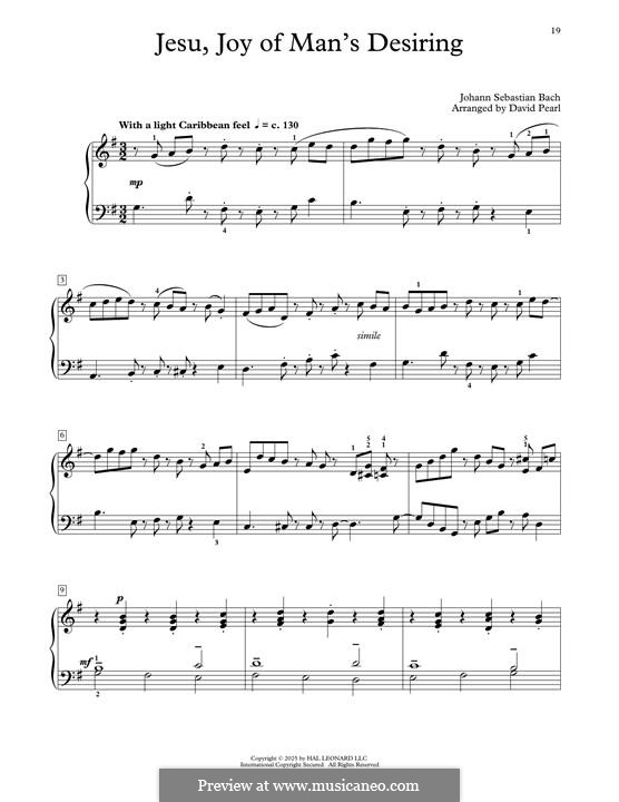Jesu, Joy of Man's Desiring, for Piano: For a single performer by Johann Sebastian Bach