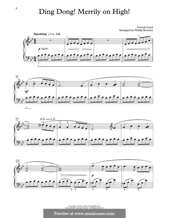 Ding Dong! Merrily on High (Printable Scores): For piano by folklore