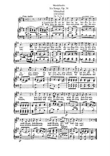 Six Songs, Op.34: Complete set by Felix Mendelssohn-Bartholdy