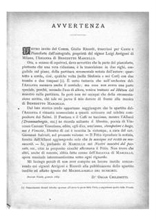 Arianna: Introduction and act I, scenes 1-5 – piano-vocal score by Benedetto Marcello