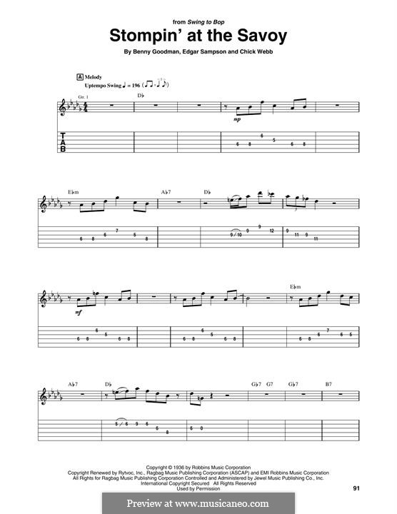 Stompin at the Savoy: For guitar by Benny Goodman, Chick Webb, Edgar Sampson
