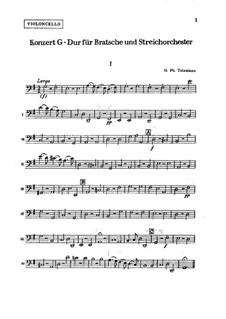 Concerto for Viola, Strings and Basso Continuo in G Major, TWV 51:G9: Cello part by Georg Philipp Telemann