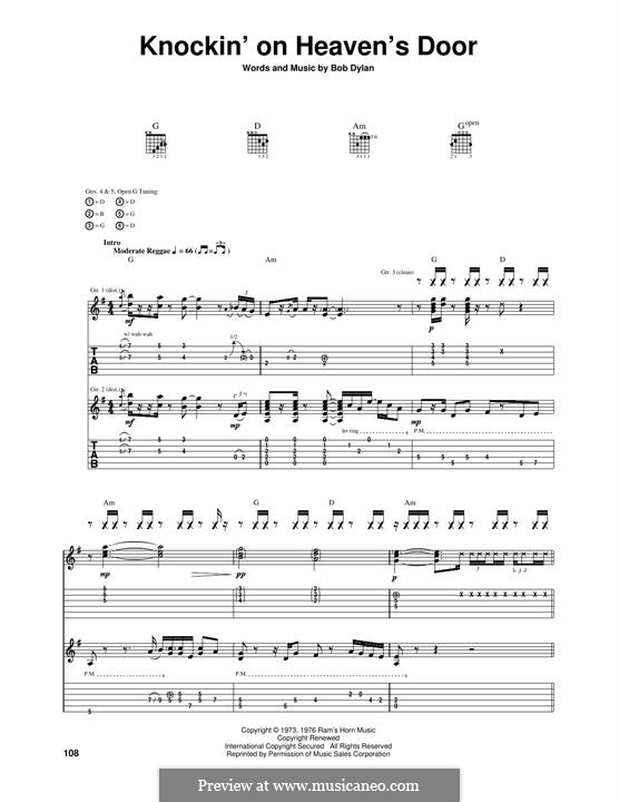 Knockin' on Heaven's Door: For guitar by Bob Dylan