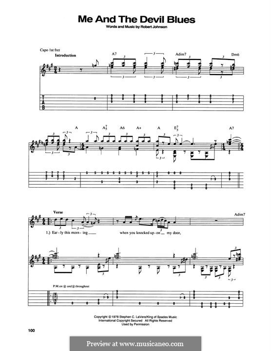 Me and the Devil Blues (Eric Clapton): For guitar by Robert Leroy Johnson