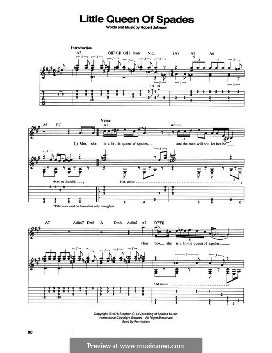 Little Queen of Spades (Eric Clapton): For guitar by Robert Leroy Johnson