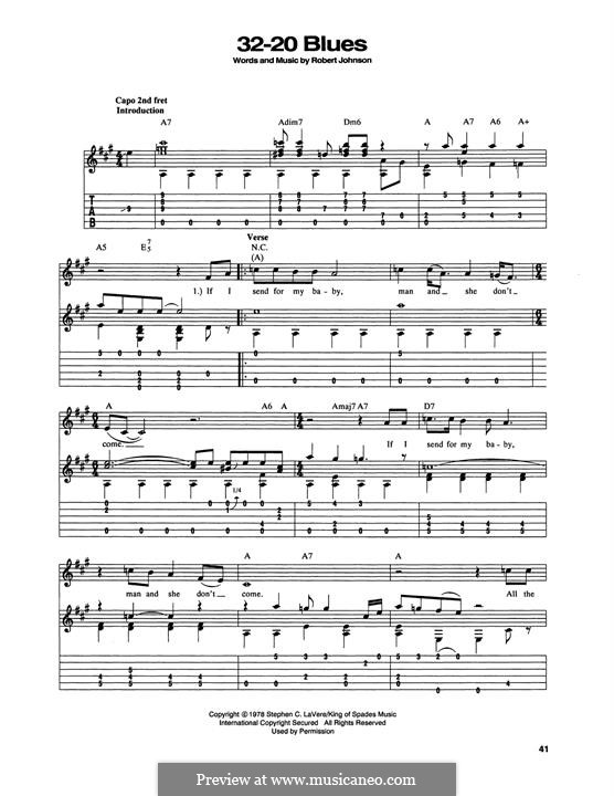 32-20 Blues (Eric Clapton): For guitar by Robert Leroy Johnson