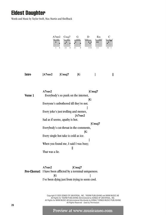 Shellback Music Eldest Daughter (Taylor Swift) by Shellback, Max Martin on MusicaNeo
