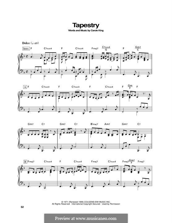Tapestry: For piano by Carole King