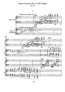 Concerto for Piano and Orchestra No.2 in B Flat Major, Op.83: Version for two pianos four hands by Johannes Brahms