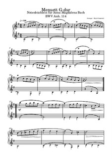 No.4 Minuet in G Major, for Piano, BWV Anh.114: For a single performer by Johann Sebastian Bach