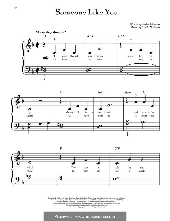 Someone Like You (from Jekyll and Hyde): For piano by Frank Wildhorn