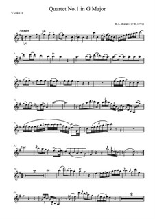 String Quartet No.1 in G Major, K.80/73f: Violin I part by Wolfgang Amadeus Mozart