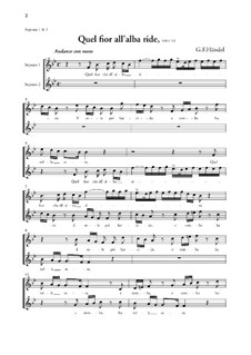 Quel fior che all'alba ride, HWV 192: Vocal score by Georg Friedrich Händel