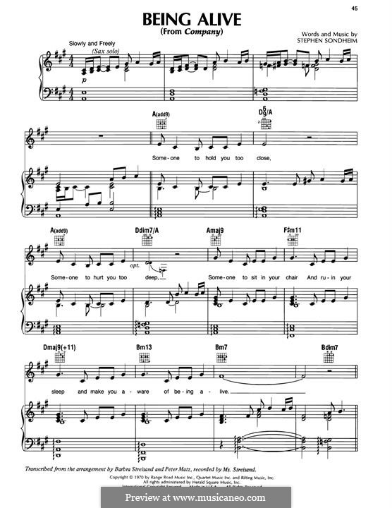 Being Alive (from Company) by S. Sondheim - sheet music on MusicaNeo
