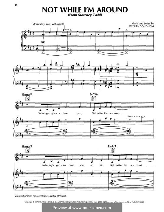 Not While I'm Around (from Sweeney Todd): For voice and piano or guitar (Barbra Streisand) by Stephen Sondheim