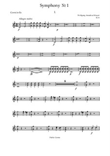 Symphony No.1 in E Flat Major, K.16: Movement I (horn part) by Wolfgang Amadeus Mozart