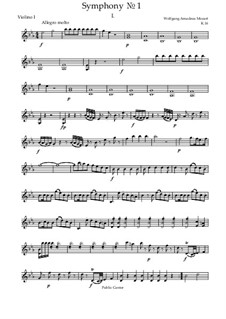 Symphony No.1 in E Flat Major, K.16: Movement I (violin I part) by Wolfgang Amadeus Mozart