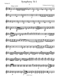 Symphony No.1 in E Flat Major, K.16: Movement I (violin II part) by Wolfgang Amadeus Mozart