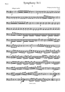 Symphony No.1 in E Flat Major, K.16: Movement I (bass part) by Wolfgang Amadeus Mozart