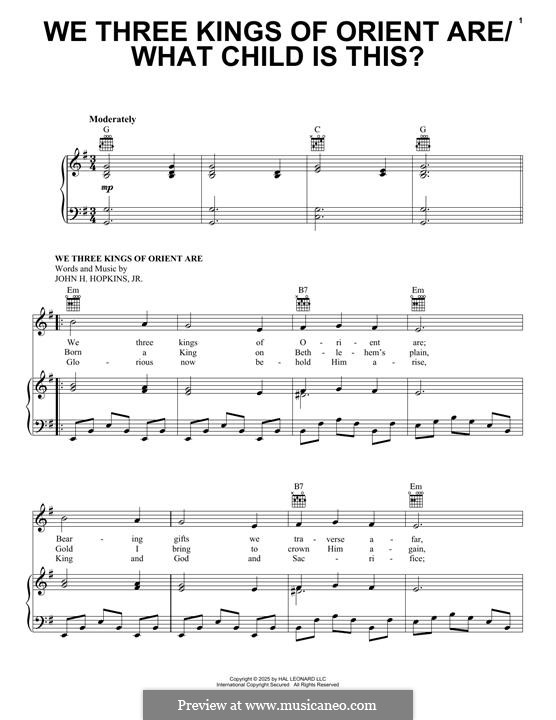 Vocal version: For voice and piano (or guitar) by John H. Hopkins Jr.