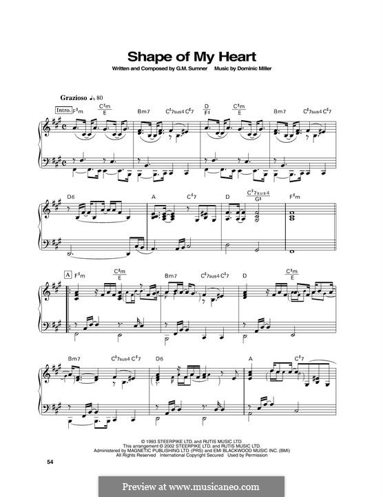 Shape of My Heart: For piano by Sting, Dominic Miller