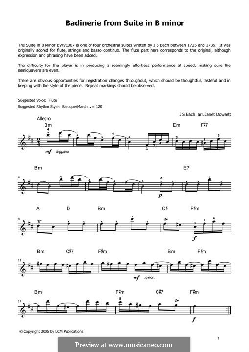 Badinerie: For piano by Johann Sebastian Bach