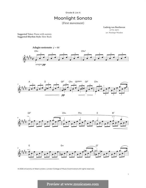 Movement I (Printable scores): For piano by Ludwig van Beethoven