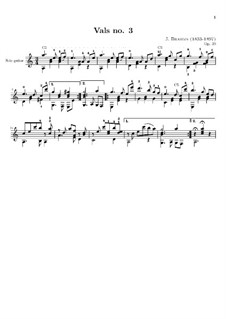 Waltz No.3: Arrangement for guitar by Johannes Brahms