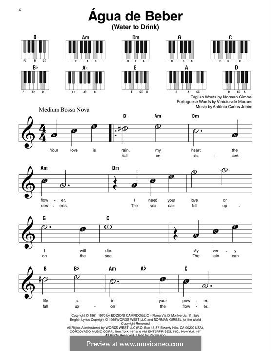 Agua de Beber (Water To Drink): For piano by Antonio Carlos Jobim