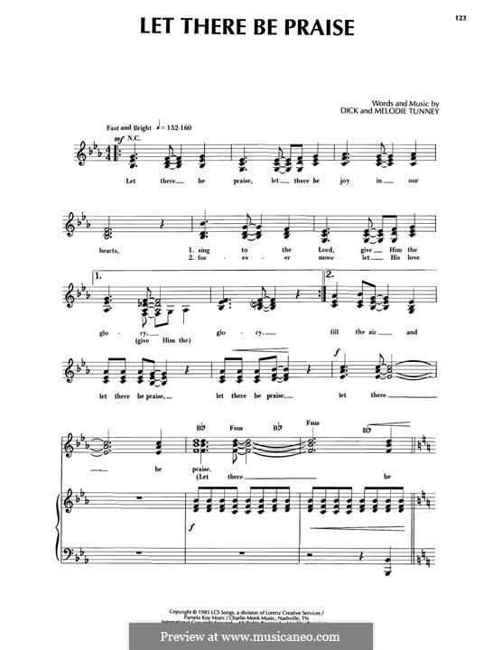 Let There Be Praise (Sandi Patty): For voice and piano by Dick Tunney, Melodie Tunney