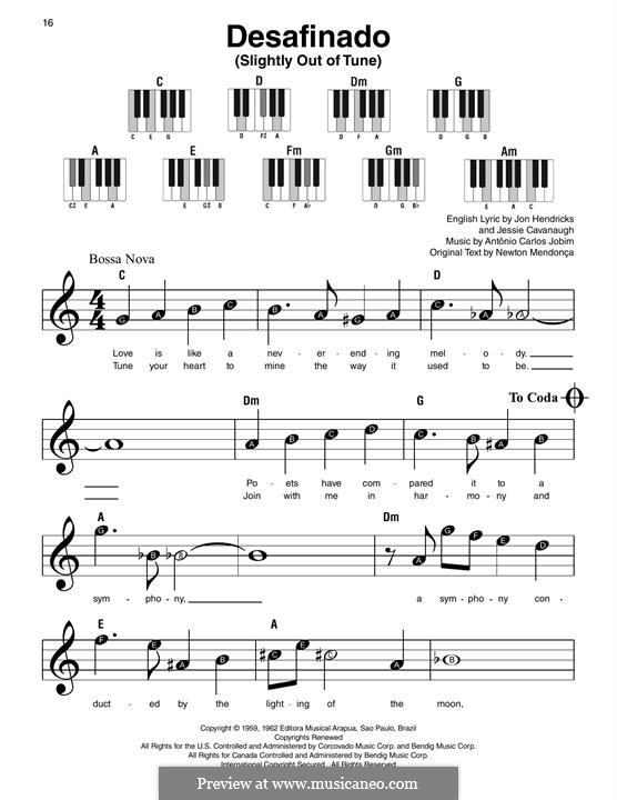 Desafinado (Slightly Out of Tune): For piano by Antonio Carlos Jobim