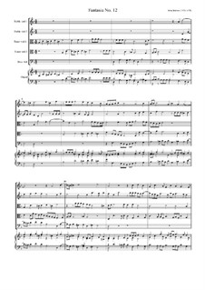 Fantasia No.12, for Five Viols and Organ: Fantasia No.12, for Five Viols and Organ by John Jenkins