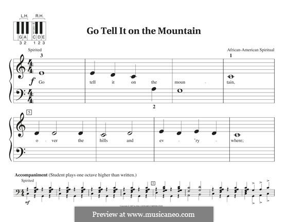 Go, Tell it on the Mountain (Printable Scores): For piano by folklore