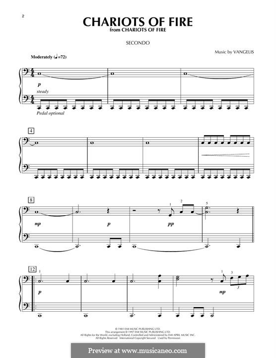 Chariots of Fire: For piano four hands by Vangelis