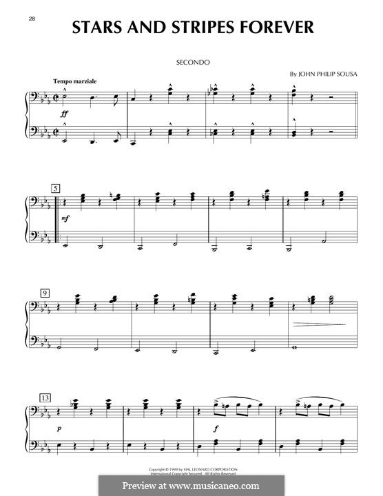 Stars and Stripes Forever : For piano four hands by John Philip Sousa