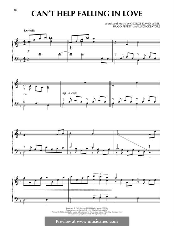 Piano version: For a single performer by George David Weiss, Hugo Peretti, Luigi Creatore